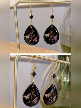 Black Butterfly Teardrop Earrings - Elegant Women Jewelry